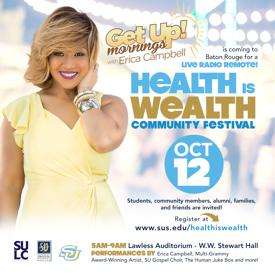 Homecoming 2023 - Health Is Wealth Community Festival Get Up! Mornings with Erica Campbell!